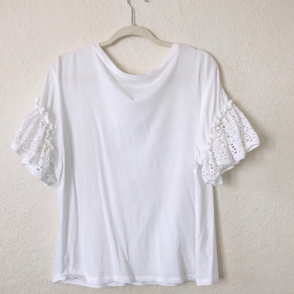 White Top with Flutter Sleeves - Picture 2 of 5